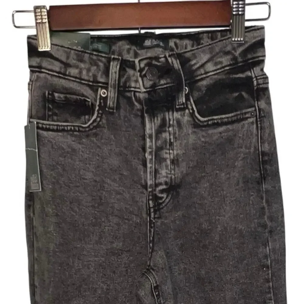 Wild Fable Women’s‎ 00, Super High Rise Straight Black Acid Wash Button Fly NEW